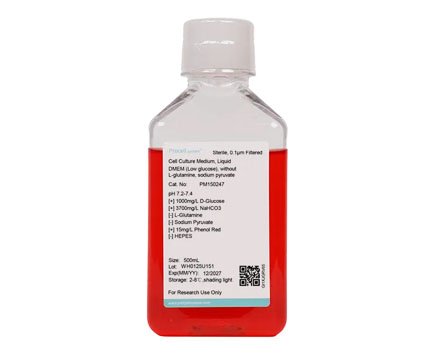 DMEM (bajo en glucosa), sin L-glutamina ni piruvato sódico
