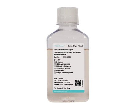 DMEM/F12 (sin glucosa), con HEPES, sin rojo de fenol